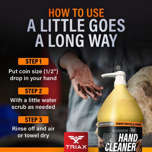 TRIAX Scrubinator - Heavy Duty Hand Scrub and Cleaner - Removes Tough Grease, Dirt, Grime, and Odors - No Toxic Solvents or Harsh Chemicals - Moisturizers to Protect Skin (1 Gallon)