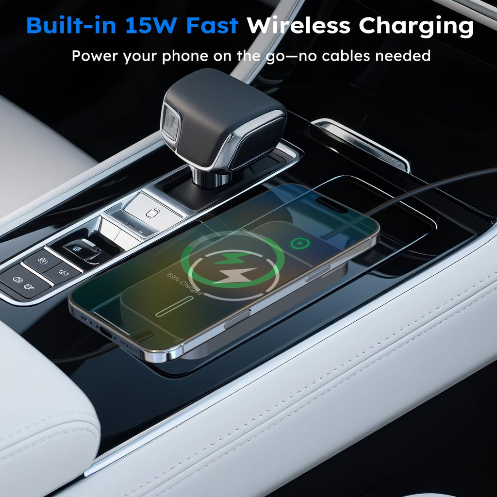 Wireless CarPlay Adapter with Magnetic 15W Fast Charging for iPhone 17/16/15/14/13/12 Series – Wired to Wireless CarPlay Converter, Seamless Auto-Reconnect Plug & Play
