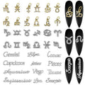 SILPECWEE 36pcs Zodiac Nail Charms 3d Silver Zodiac Sign Nail Letters Flat Back Nail Rhinestones Gold Nail Dangle Jewels Constellation Nail Art Charms Hollow Nail Studs Alloy Nail Decoration
