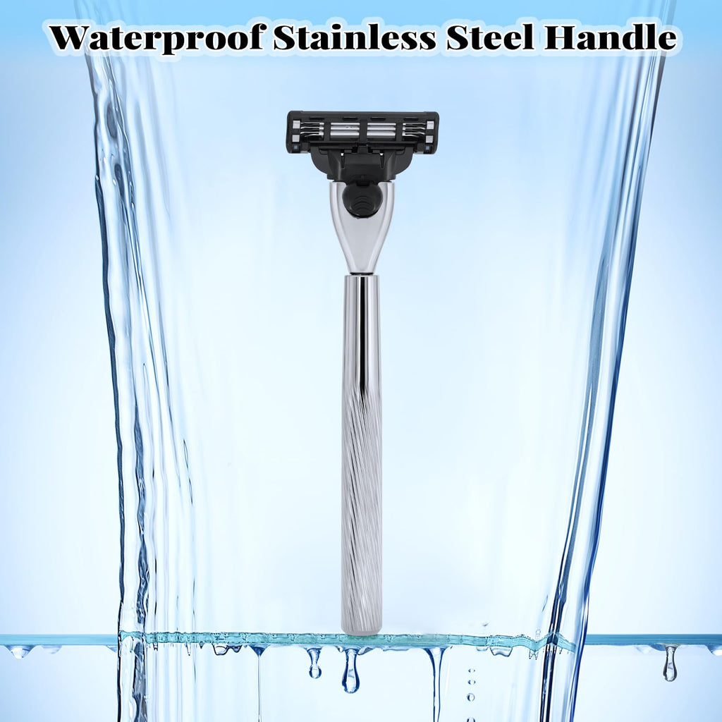 Razor Handle Only Compatible with Gillette Mach 3- Ergonomic Metal Handle, Reusable for Superior Shaving(Handle Only,No Blades)