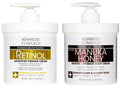 Advanced Clinicals Unscented Retinol Body Lotion & Face Moisturizer + Manuka Honey Body Cream For Women & Men | 2PC Skincare Set Helps Reduce Appearance Of Crepey Skin + Extremely Dry Skin, 2pc Set