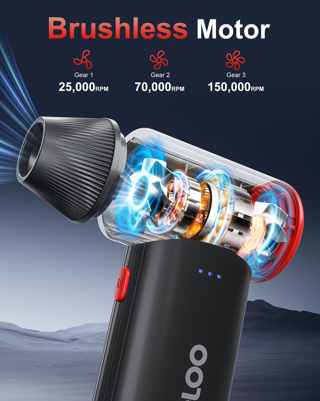 GOOLOO F3 Compressed Air Duster, 150000RPM Ultra-Power PC Air Duster