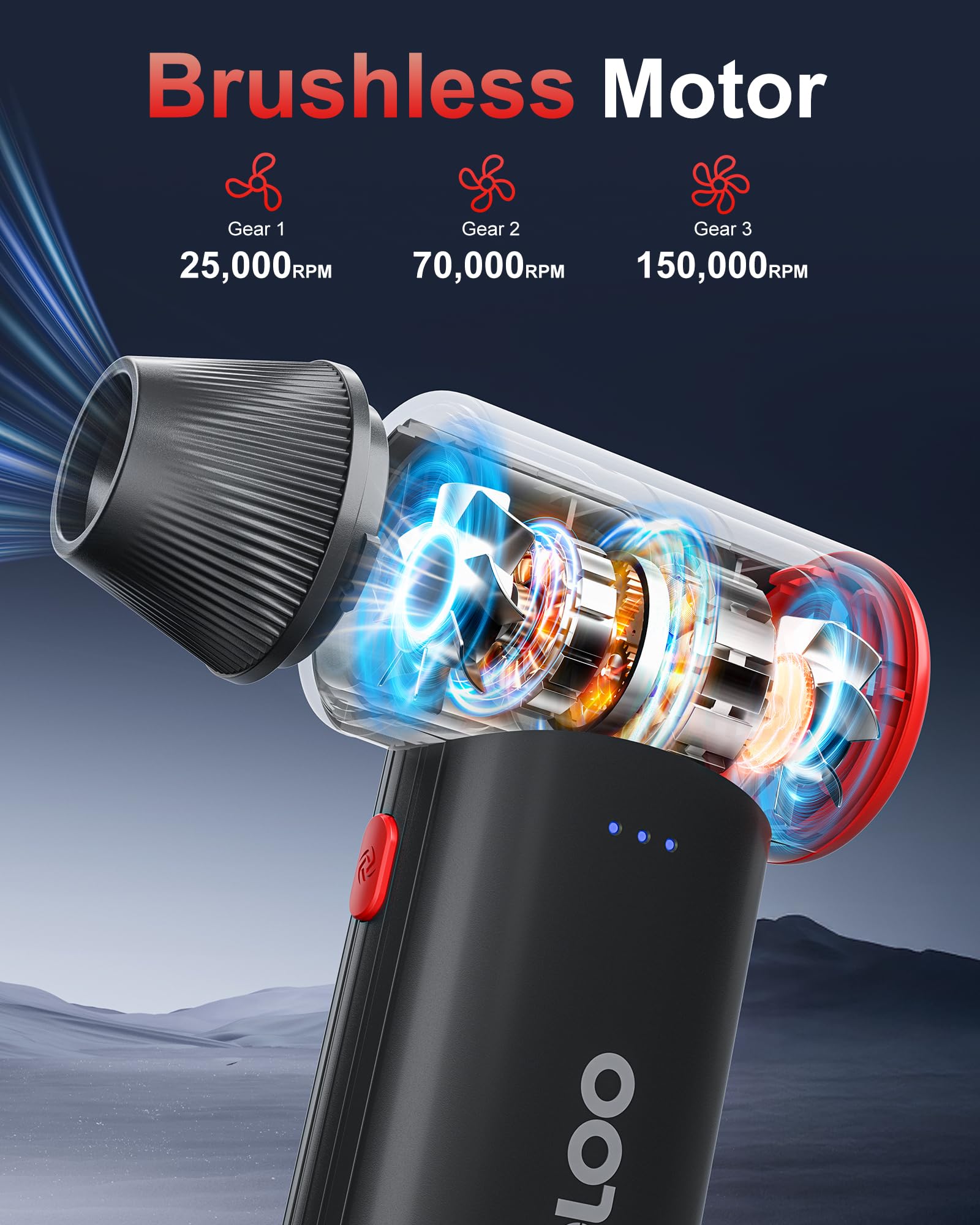 GOOLOO F3 Compressed Air Duster, 150000RPM Ultra-Power PC Air Duster