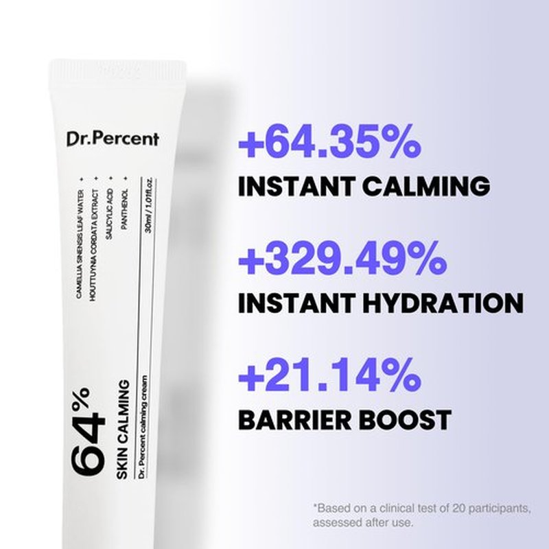 Calming 64% Cream | Instant Soothing, Redness Relief, Acne Care, Calms Sensitive Skin, Hydrating, Barrier Strengthening, Korean Skin Care, 30ml, 1.01 fl.oz.