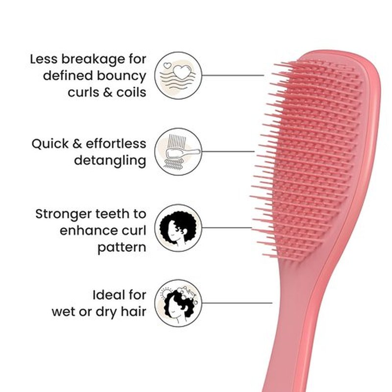 Tangle Teezer Ultimate Detangler Brush - Reduces Frizz & Breakage for 3C to 4C Curly Hair - Coral Pink