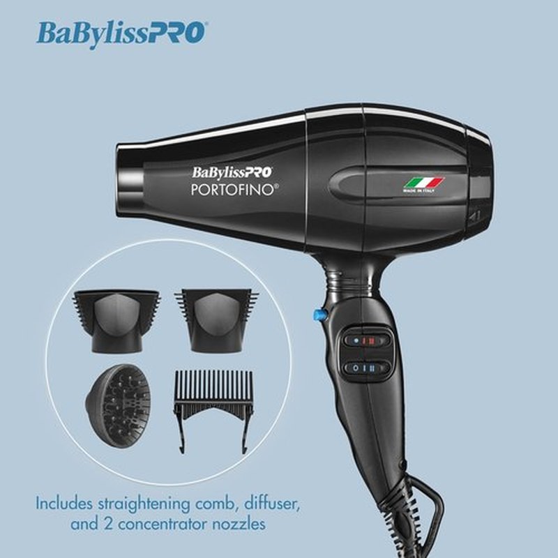 BaBylissPRO Nano Titanium Hair Dryer - Professional 2000 Watt Power | Italian Portofino Design