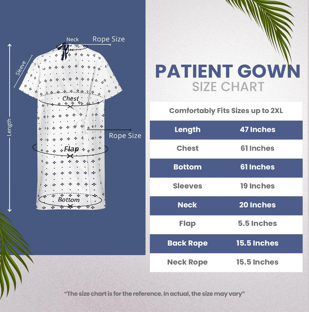 Utopia Care 6 Pack Unisex Hospital Gowns, Patient Gowns for Women and Men with Back Tie, Comfortably Fits Sizes up to 2XL, Pack of 6, Blue Star