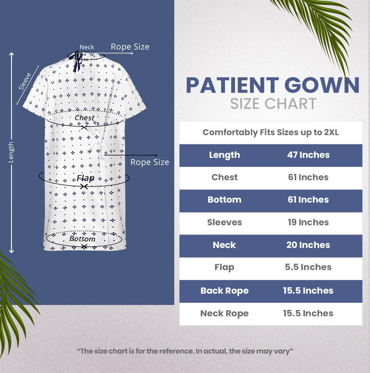 Utopia Care 6 Pack Unisex Hospital Gowns, Patient Gowns for Women and Men with Back Tie, Comfortably Fits Sizes up to 2XL, Pack of 6, Blue Star