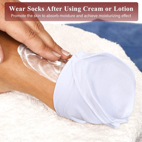 Geyoga Moisturizing Socks and Gloves Set, 6 Pairs Spa Socks and 6 Pairs White Gloves for Dry and Chapped Hands and Feet Skin Care, White Cloth Cotton Spa Set for Men and Women