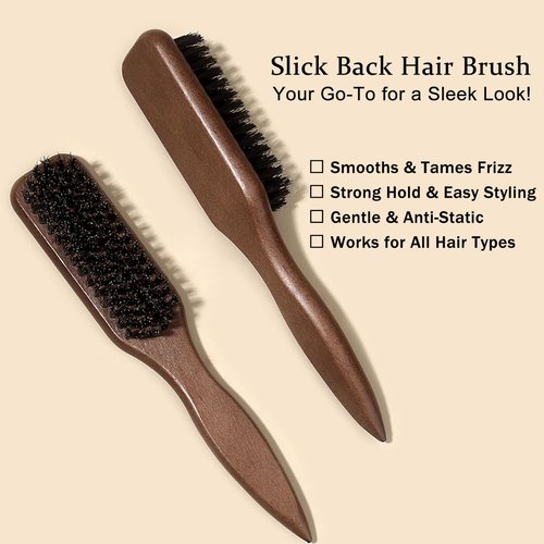 SPRINGSUGAR Slick Back Hair Styling Set – Hair Wax Stick & Boar Bristle Hair Brush for Sleek Styles – Control Flyaways, Baby Hairs & Frizz – Wax Stick for Women Sectioning & Parting