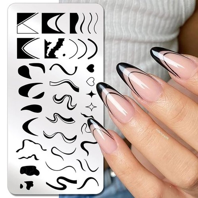 French Wavy Swirl Leopard Print Graffiti Nail Stamp Templates - Stainless Steel Gel Polish Template Design Stencil Tools (3 Pcs)