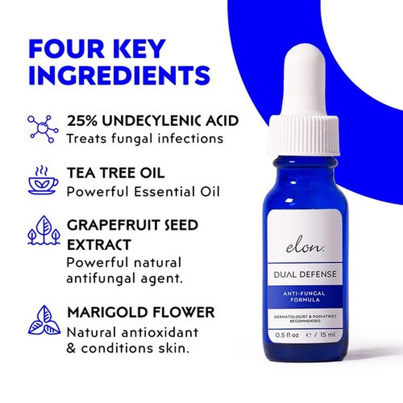 Elon Dual Defense Fungal Formula (2 Pack) — 25% Undecylenic Acid — Fingernails & Toe Nail Care Products — Elon Nail Products – Toenail Treatment