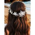 GORAIS Starfish Bride Wedding Hair Vine Silver Pearl Bridal Mermaid Headpiece Beach Hair Accessories Headband for Women and Girls