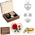 CLTTCLLCT Preserved Roses with Heart Necklace & Candle, Mothers Day Gifts for Mom Eternal Flowers Rose Birthday Gifts for Women Girlfriend Wife Mom, To My Love Unique Gift On Mothers Day Anniversary