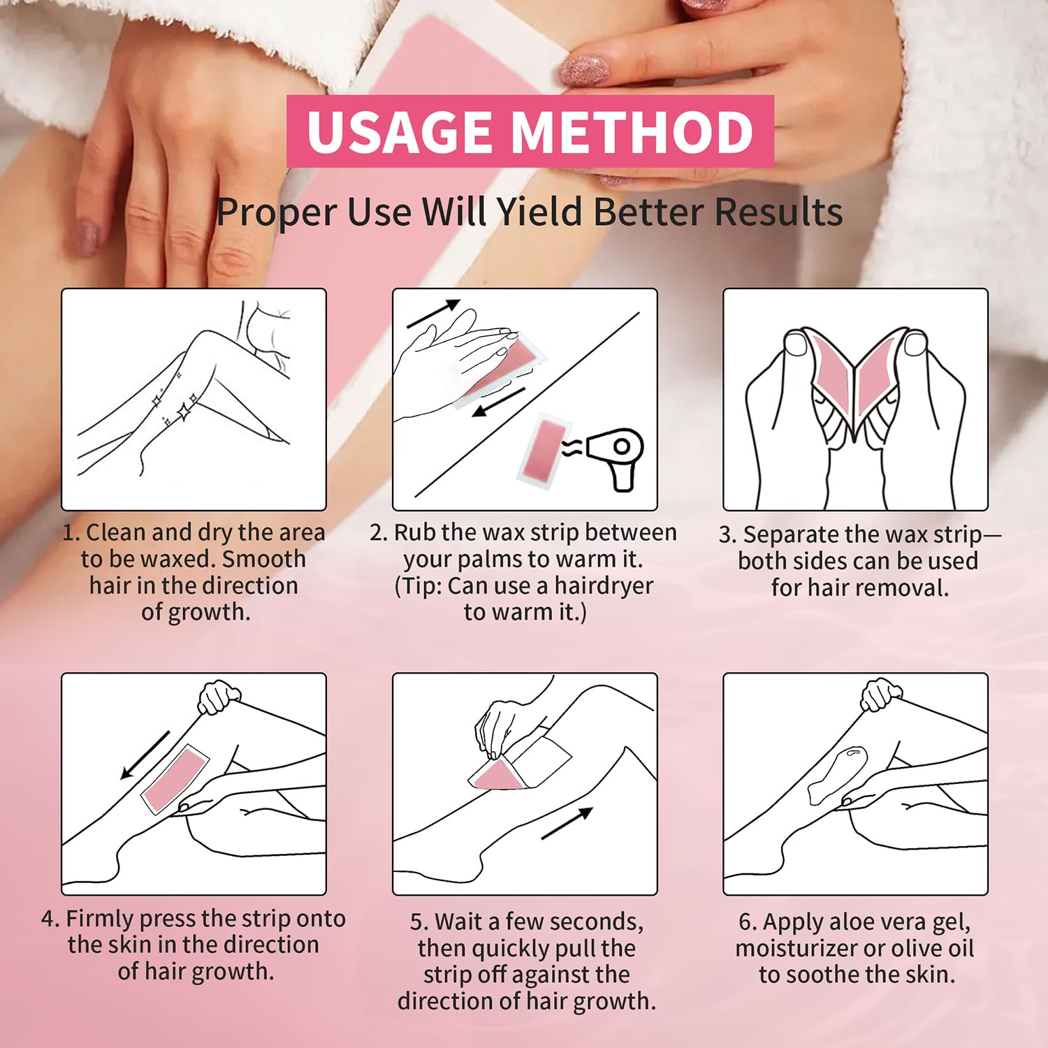 Wax Strips, 40 Pcs Wax Strips For Face & Body, Waxing Strips For Hair Removal At Home For Facial, Arms, Legs, Underarms, Bikini, Back, Women And Men (20*Big, 20*Small，4*Oil Wipes)