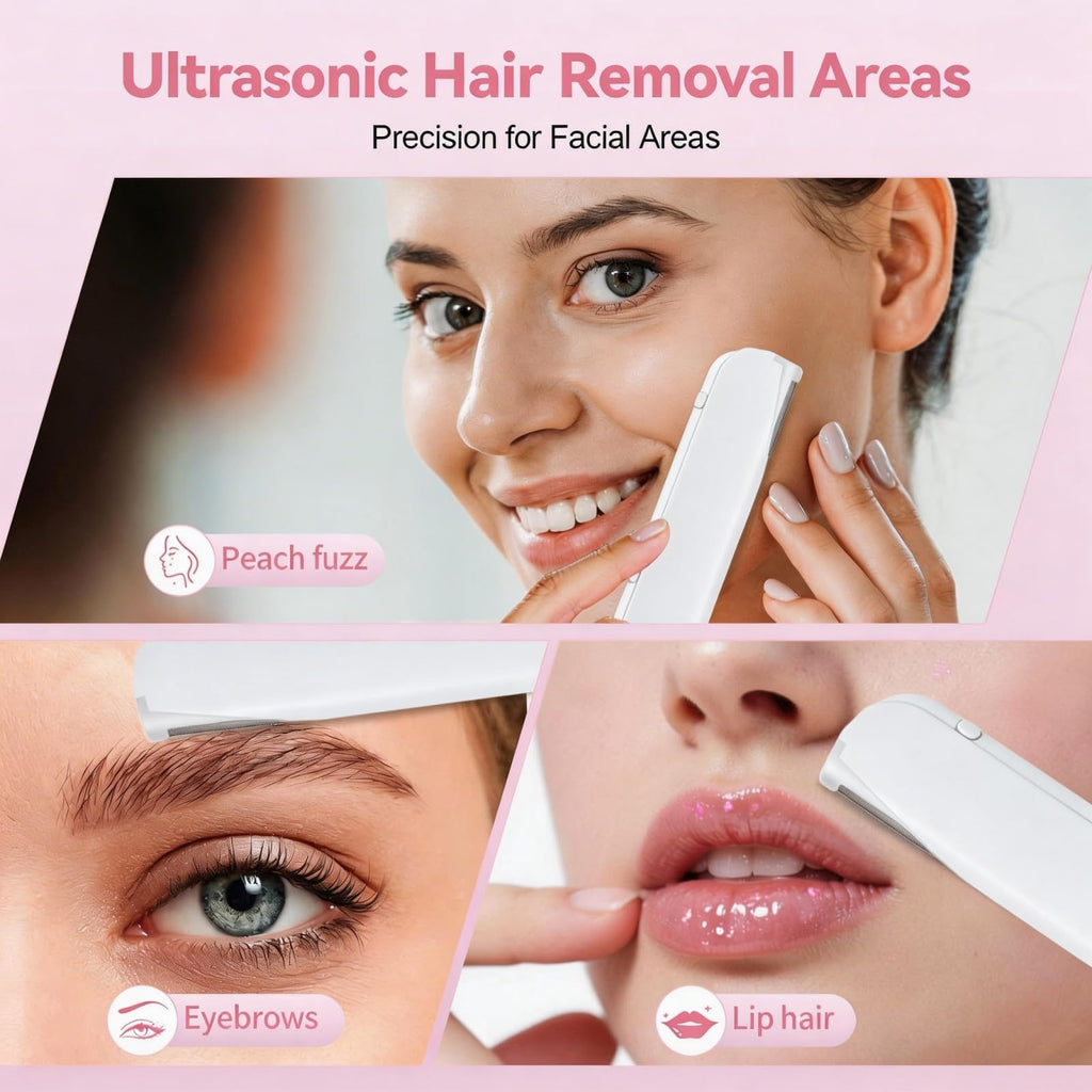 Sonic Dermaplane Razor for Women Face, Painless Facial Hair Removal & Exfoliation Tool with Magnetic Hanging Design, 10 Upgraded Micro-Mesh Blades, Removes Peach Fuzz, Gift for Her (white)