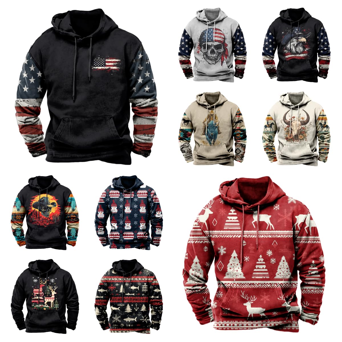 Men's Sweatshirts American Flag Patriotic Hoodie Pullover Sweatshirts Sweater Black Up Crewneck Fleece Men'S Tall Hombre Para Sweaters Big Graphic Crew Neck Cotton Oversized Lightweight Shirts,3XL
