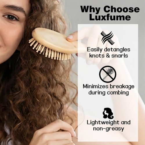 Luxfume Moisturizing Detangler Spray for Women, Curly Hair Detangler Spray with Rice Water, Keratin & Castor Oil - Curl Care Formula for Anti-Breakage, Repairs & Smooths, 6.08 oz