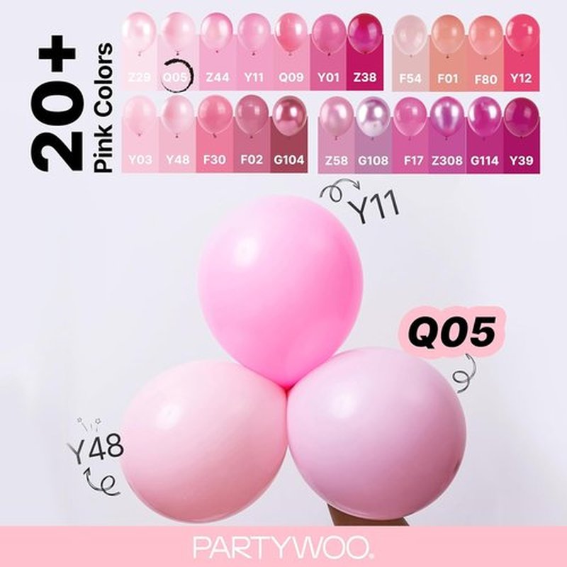 PartyWoo Baby Pink Balloons - 155-Piece Pastel Arch Kit for Baby Shower & Birthday Decor | Various Sizes