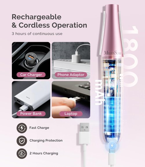 MelodySusie Electric Callus Remover for Feet, PC800G IPX7 Waterproof Rechargeable Pedicure Tool with LED Light & 3 Grits Roller Heads & Adjustable Speeds, for Dead Skin & Cracked Heel, Pink Rose