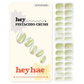 heyhae Semi Cured Gel Nail Strips | No LED Lamp Needed | Summer, Chrome, Green | Easy Apply & Remove, Salon Quality | Includes 28 Strips, 1 Prep Pads, Nail File & Wooden stick - Hey, Pistachio Crush