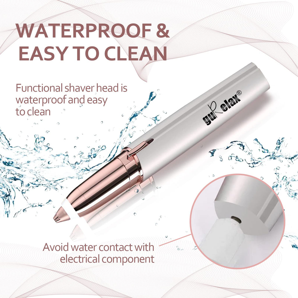 gurelax Eyebrow Hair Remover, Rechargeable Electric Eyebrow Trimmer Epilator for Women, Painless Eyebrow Hair Removal Razor with 2 x Replacement Heads (White-3)