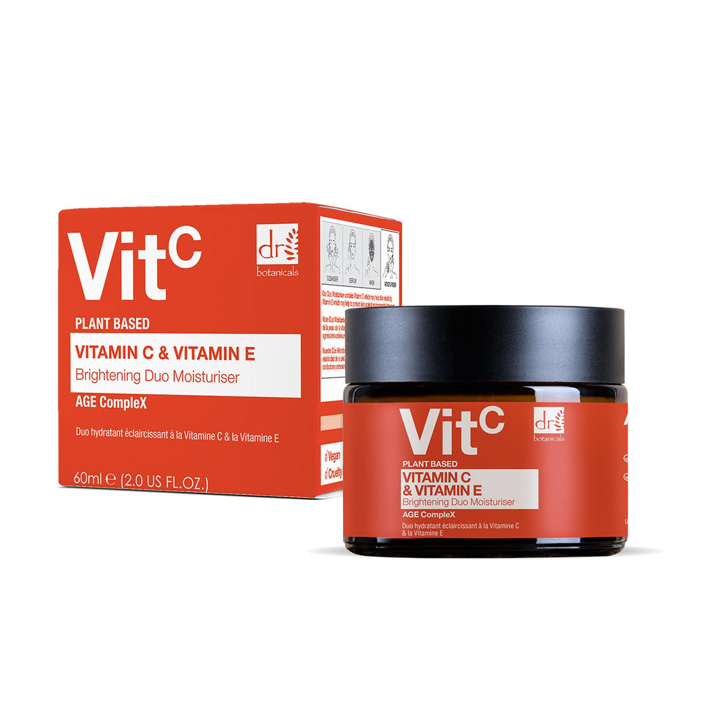 Dr Botanicals Vitamin C & E Brightening Duo Moisturizer - | Reveal Your Radiant Glow with our Anti-Aging Formula - Vitamin C for Brightening, Vitamin E for Protection - For Day and Night - 2.0 Fl oz