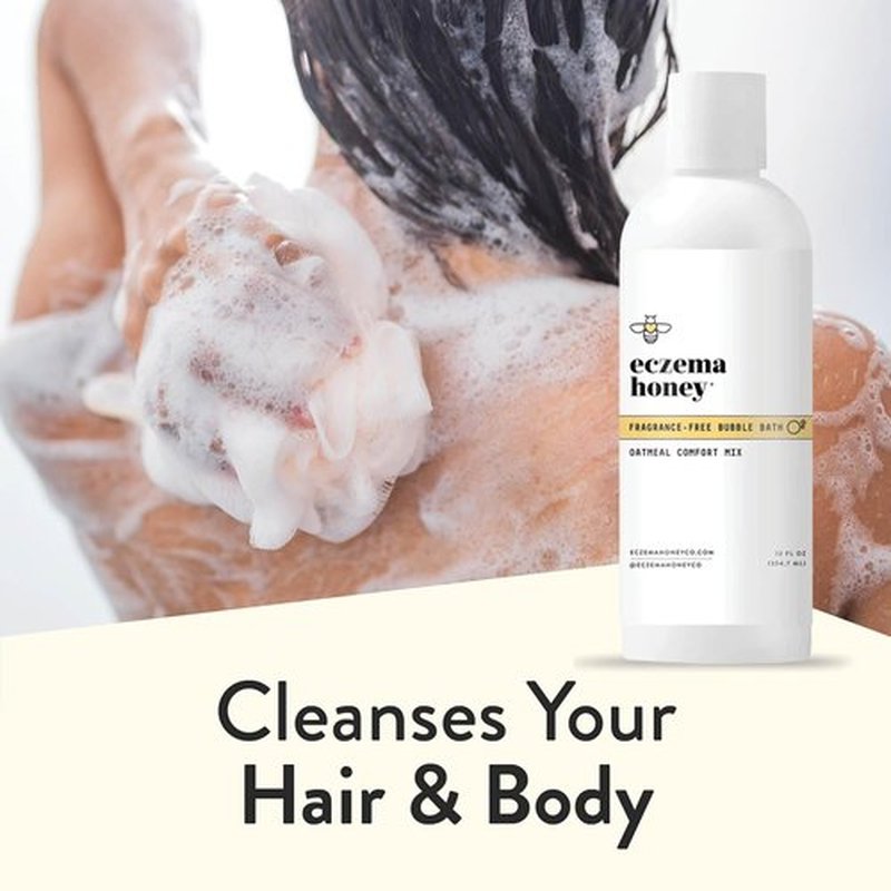 ECZEMA HONEY Oatmeal Comfort Bubble Bath - Fragrance-Free Moisturizing Body Wash & Soak for Sensitive Skin (12 Oz)