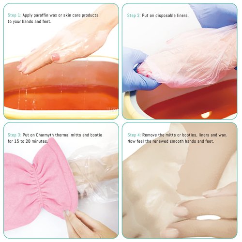 Paraffin Wax Bath Terry Cloth Gloves & Foot Liners, Paraffin Wax Machine Heated SPA Mittens Foot Liners, Thick Heat Hand Feet Treatment Insulated Mitt Spa Feet Cover Great for Men Women (Pink)