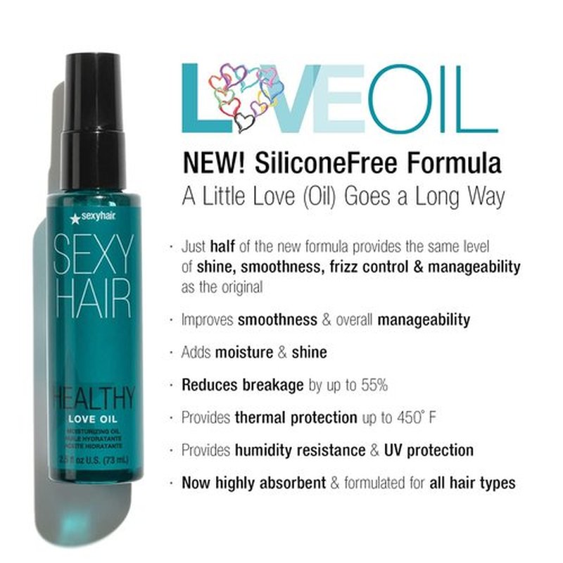 SexyHair Healthy Love Oil - Moisturizing Oil for Smoothness & Frizz Control | Thermal Protection & Shine | All Hair Types