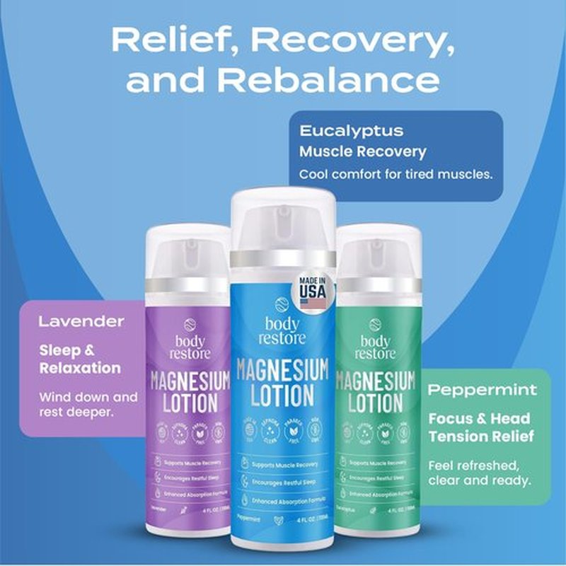 Body Restore Magnesium Lotion with Arnica & MSM - for Sleep Support, Muscle & Joint Relief, Birthday Gifts for Women, Men, Travel Essentials, Self Care - Peppermint