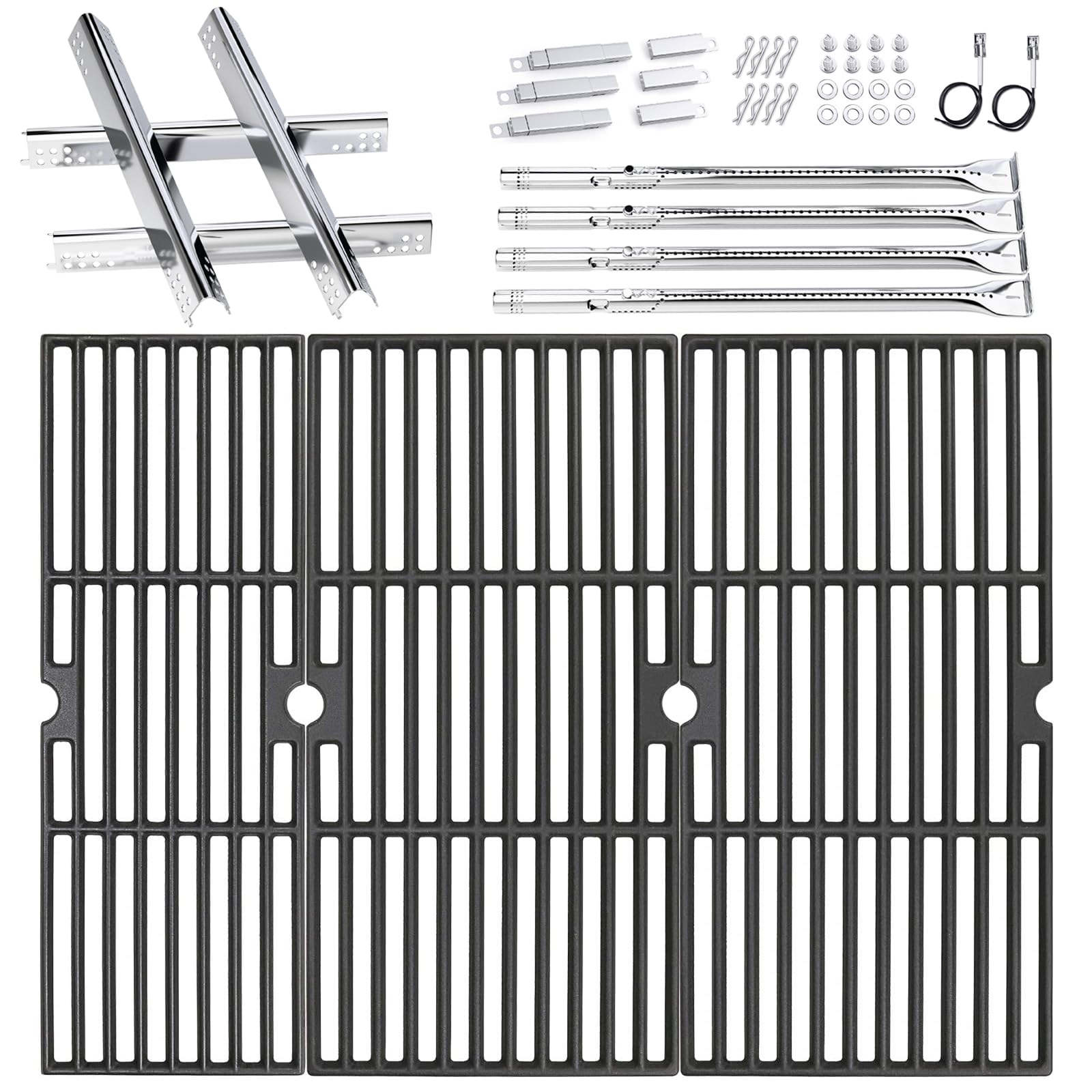 Grill Parts for Char-Broil Performance 4 Burner 463342119 463342118 463332718 463347017 463377017 463376117 463376018P2 463335517 463349917 Grill Burner Heat Plate Cast Iron Grill Grates 18 Inch