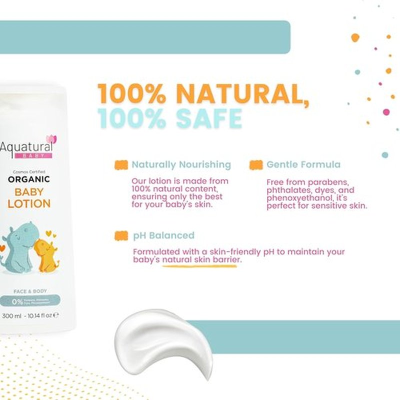 Organic Baby Lotion - Gentle Moisturizer for Newborns & Toddlers | Natural Face & Body Cream, 10.14 Fl Oz