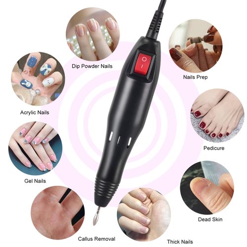 Portable Electric Nail Drill,Professional Nail Drill for Acrylic Nails,Nail File Manicure Pedicure Kit for Gel Nail,Nail Art Polisher with 50 Pcs Sanding Bands,Low Heat Low Noise Low Vibration