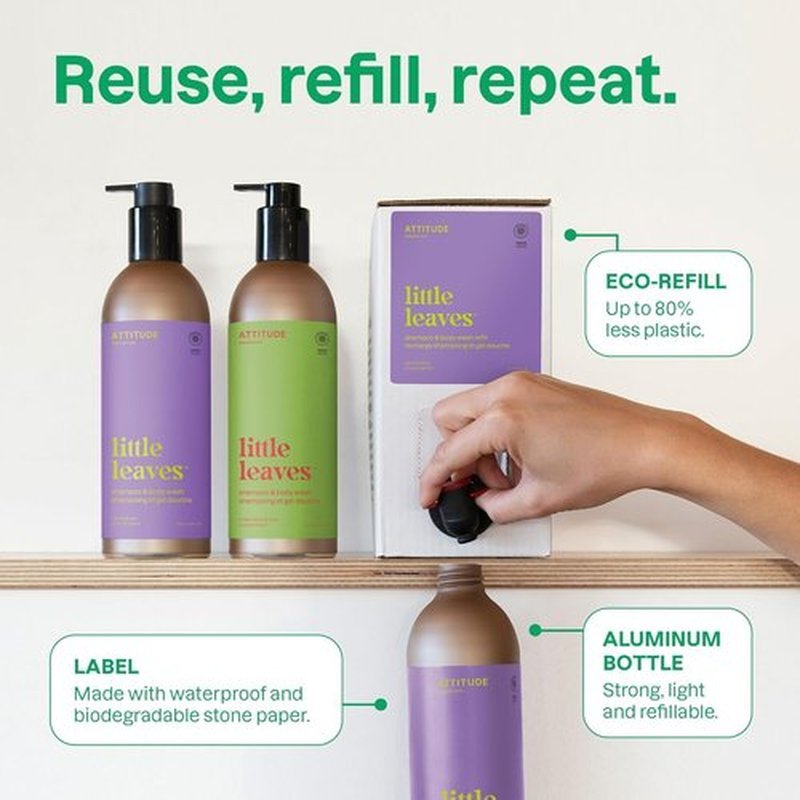 ATTITUDE Kids Shampoo & Body Wash - EWG Verified Plant-Based Cleanser | Watermelon & Coco, 16 Fl Oz