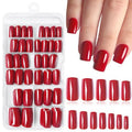 240pc Red Press on Nails Short Square Fake Nails with Adhesive Tabs, Square Nails Press ons Red Glue on Nails Short Acrylic Nails Stick False Artificial Fingernail for Women Girls