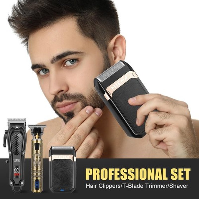 HIENA PRO Professional Hair Clippers - Cordless 3-in-1 Hair Cutting Kit with LED Display & Foil Shaver | USB-C Rechargeable