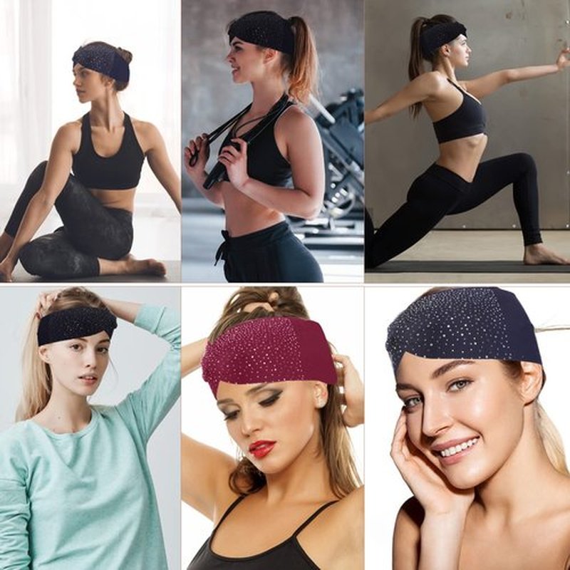 Rhinestone Boho Headbands, 3 Pack Crystal Stretch Turban Headbands with African Cotton Fabric - Fashion Hair Scarfs