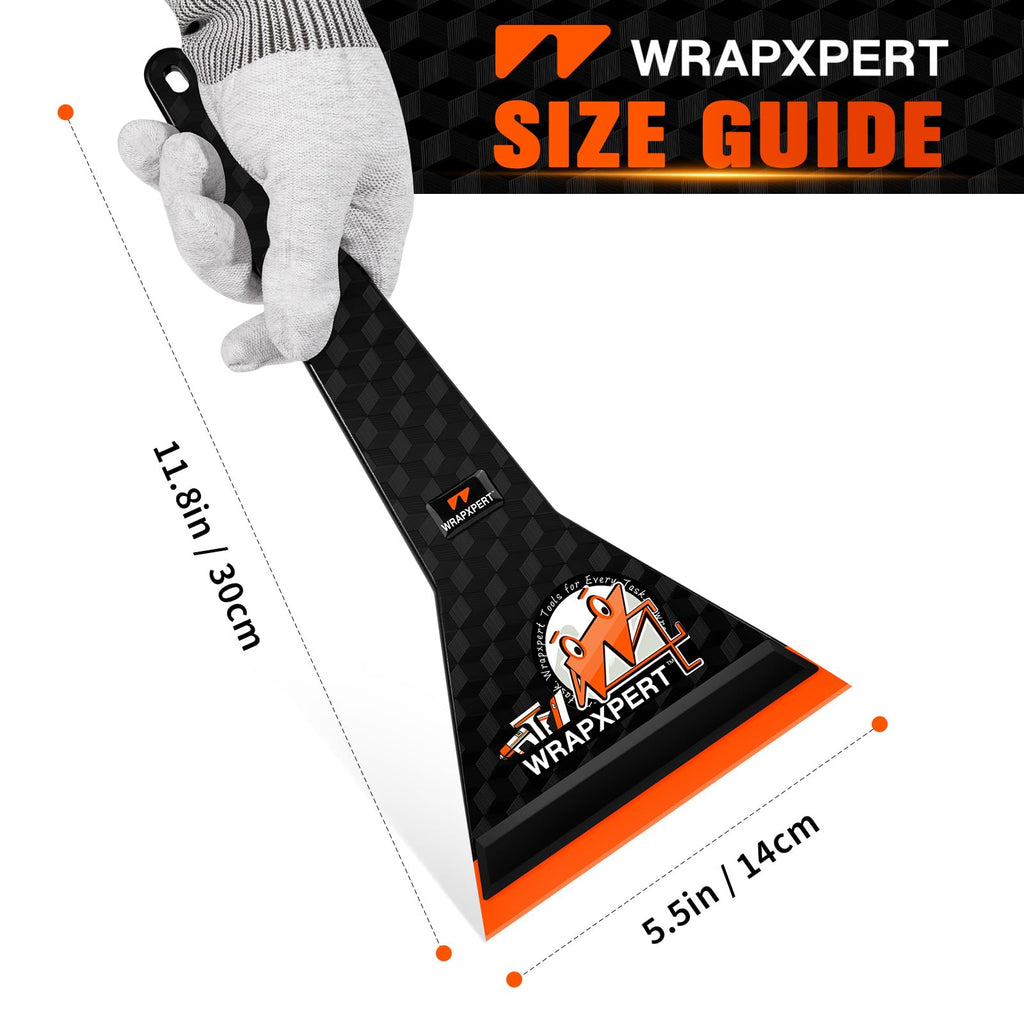 WRAPXPERT Window Tint Squeegee Car Front Window Tint Tools 11.8-inch Long Handle Rubber Scraper for Windshield/Rear Glass Deep Corner Reach Vehicle Tinting Kit