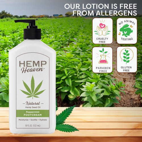Hemp Heaven Hemp Foot Cream - Lotion Tea Tree Scent - Natural Hemp Seed Oil, Paraben-Free, 18 oz, Made in USA, Nourishing for Men & Women, EWG Verified, Anti-Aging