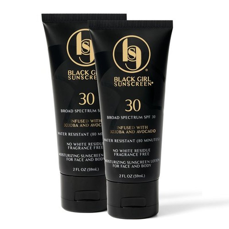 Black Girl Sunscreen SPF 30 for Face & Body - Moisturizing Skin Protection, SPF 30, Sun Lotion for Women & Men, Ultra Sheer, Travel Size, No White Cast for Melanin Rich Skin - 2 fl oz, 2 Pack