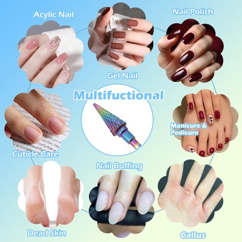 FANTEXY 3/32" Carbide Nail Drill Bit,5 In 1 Tungsten Nails Drill Bit Professional,Acrylic Nail Supplies,Nails Tech Supplies,Suitable for Manicure Pedicure Cuticle Gel Polishing (Medium - M)