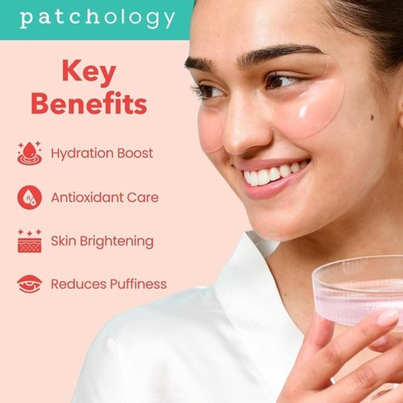 Patchology Serve Chilled Rosé Eye Patches - Hydrating Masks with Hyaluronic Acid & Antioxidants | 30 Pairs for Dark Circles & Puffiness