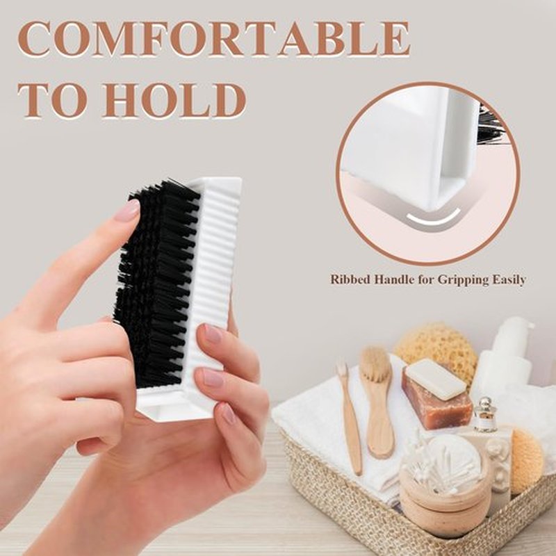 Milkary 8Pcs Fingernail Brushes, Plastic Surgical Scrub Brushes for Nail Cleaning, Soft Two-Sided Non Disposable Nail Scrubber Brushes for Cleaning Nail and Toes White and Black