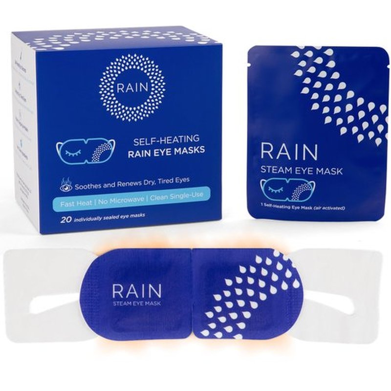 Rain Self Heating Steam Eye Mask for Dry Eyes - Warming Eye Compress with Moist Heat Therapy - Disposable Hot Compress Relief for Stye Treatment, Eye Fatigue & Dry Eye Relief (20 Masks)