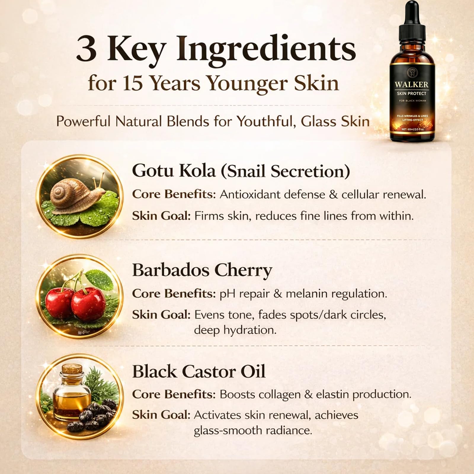 Walker Skin Protect Serum, 60ml Walker Skin Protector for Black Women, For Wrinkles and Fine Lines, Anti-Aging Face Serum, Lifting Effect, Fills Wrinkles & Lines (2pcs)