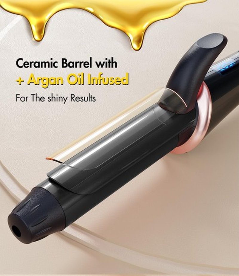 CIVEYA Travel Curling Iron - Dual Voltage Mini 1-Inch Curling Iron with 5 Heat Settings | Ceramic Barrel Infused with Argan Oil