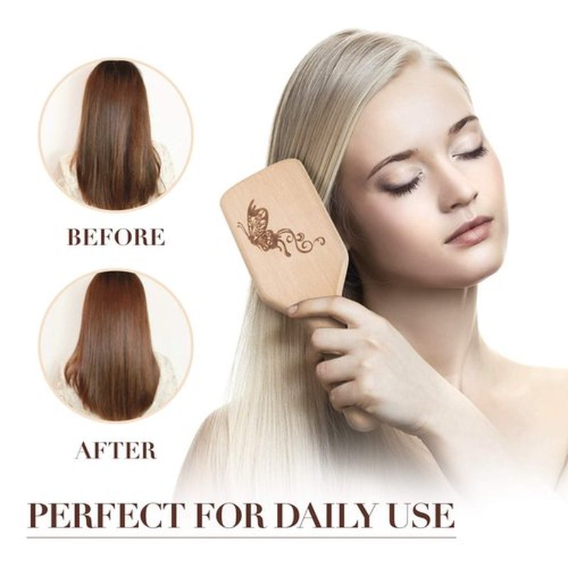 Skiennix Boar Bristle Hair Brush - Smooths Thick, Curly, or Thin Hair | Ideal for Wet & Dry Use