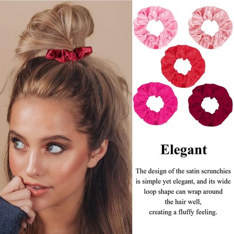 KICOSY 20PCS Pink Hair Scrunchies Bulk Pink Hair Ties for Women Girls Hair Accessories Valentine's Day Galentines Gift