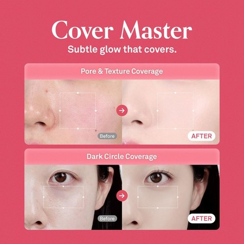 HINCE Cover Master Pink Cushion - Lightweight, High Coverage, 72H Long Lasting Cushion Foundation, Glow&Matte Hybrid, 0.38 fl.oz. (LIGHT, 17)